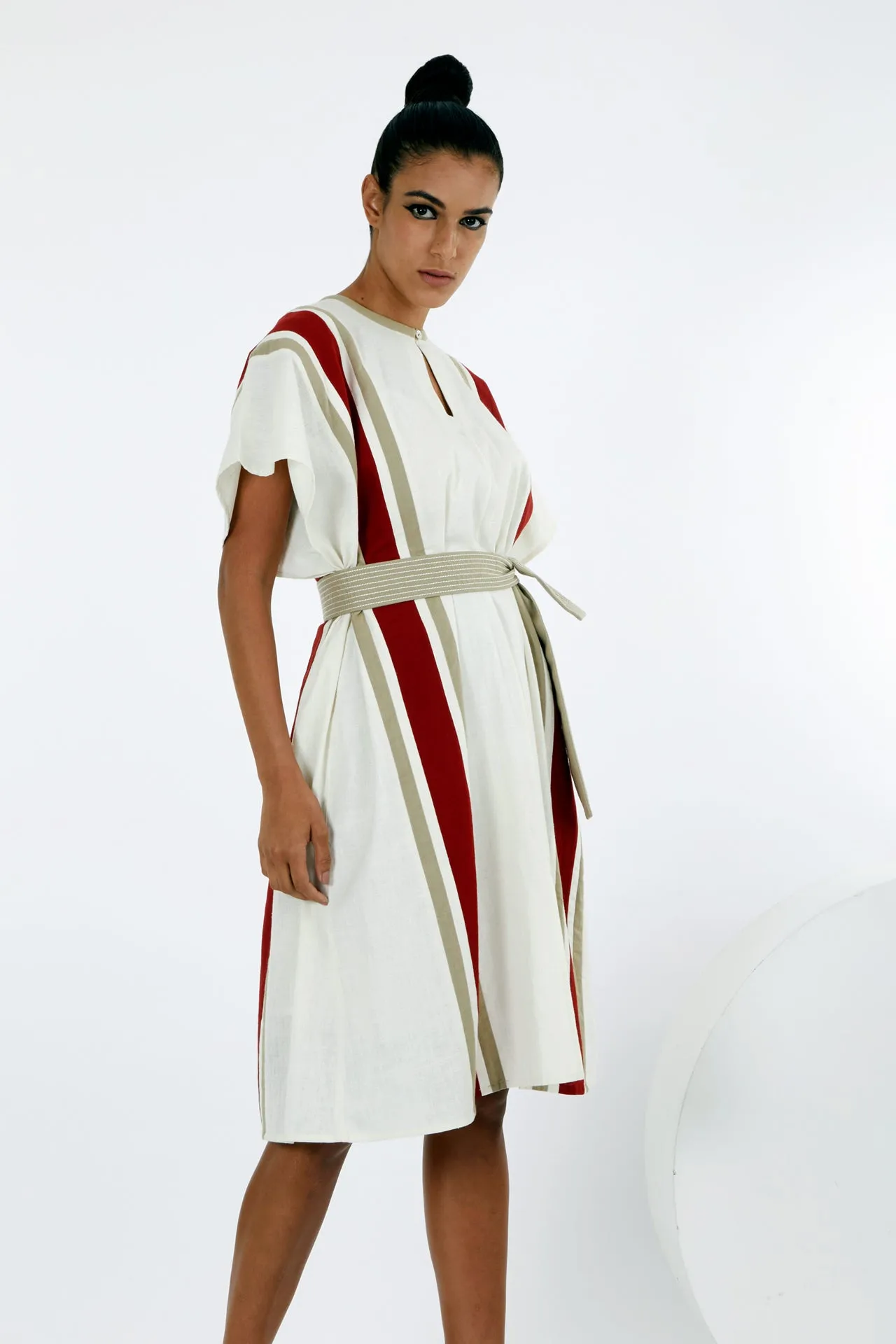 Fubu - Ivory Kaftan Dress with Short Belt