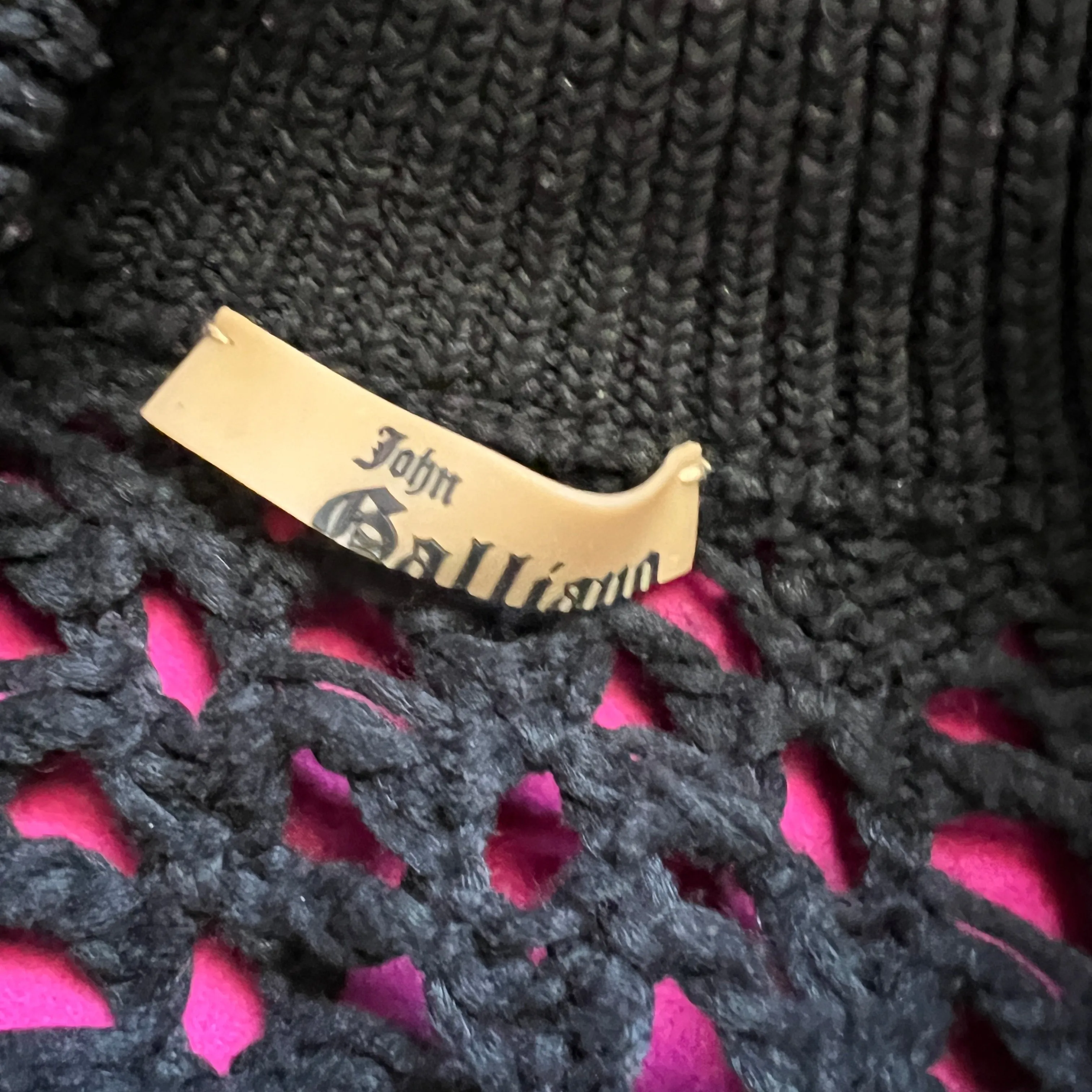 GALLIANO Black Knit Floral Sweater | Size 42FR