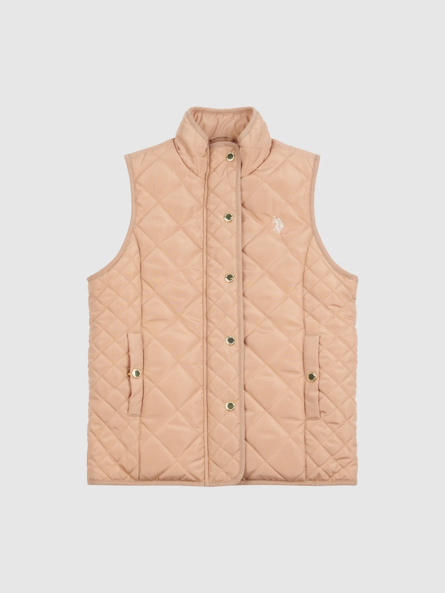 Girls Lightweight Quilted Gilet in Cuban Sand