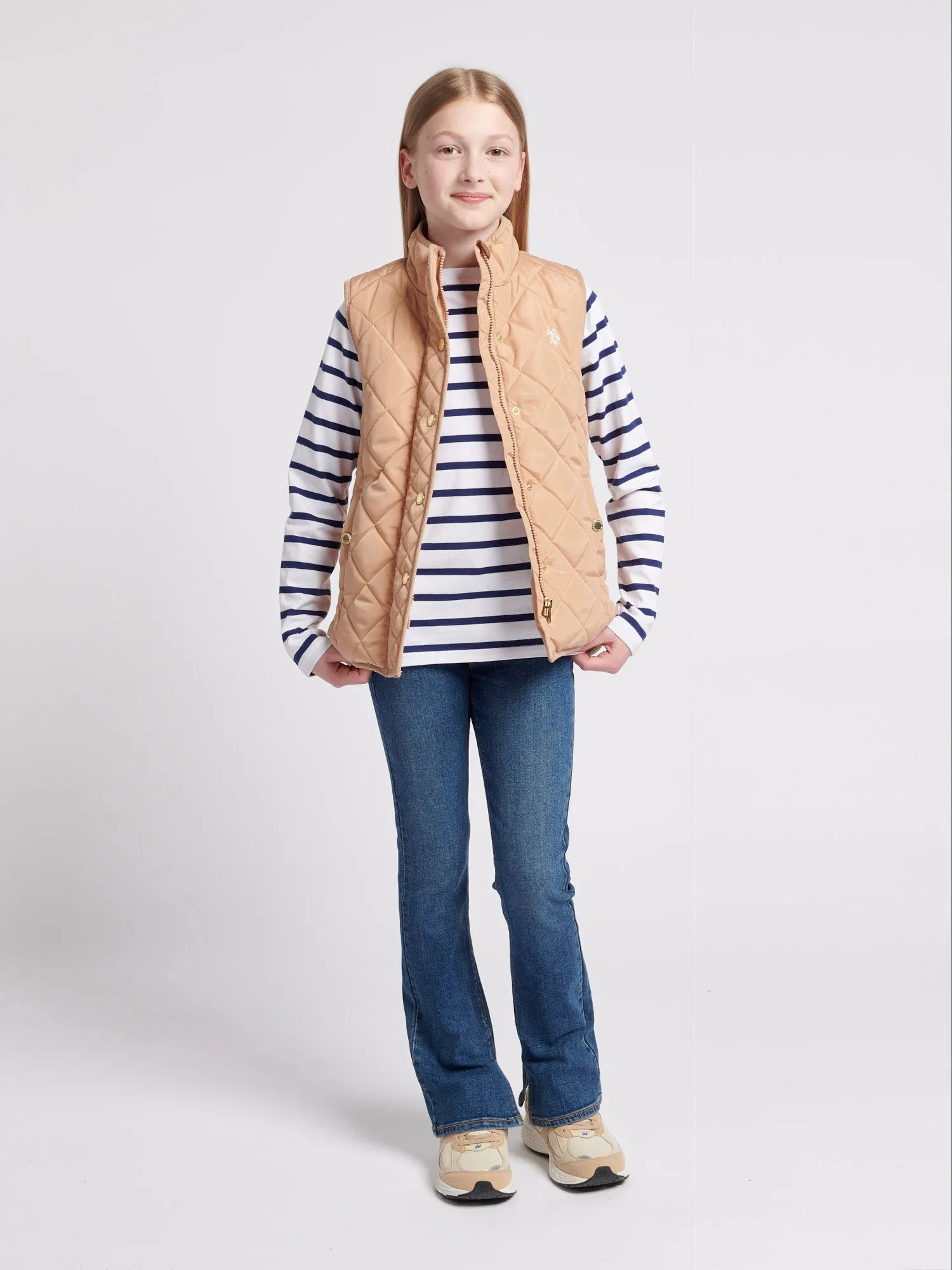 Girls Lightweight Quilted Gilet in Cuban Sand