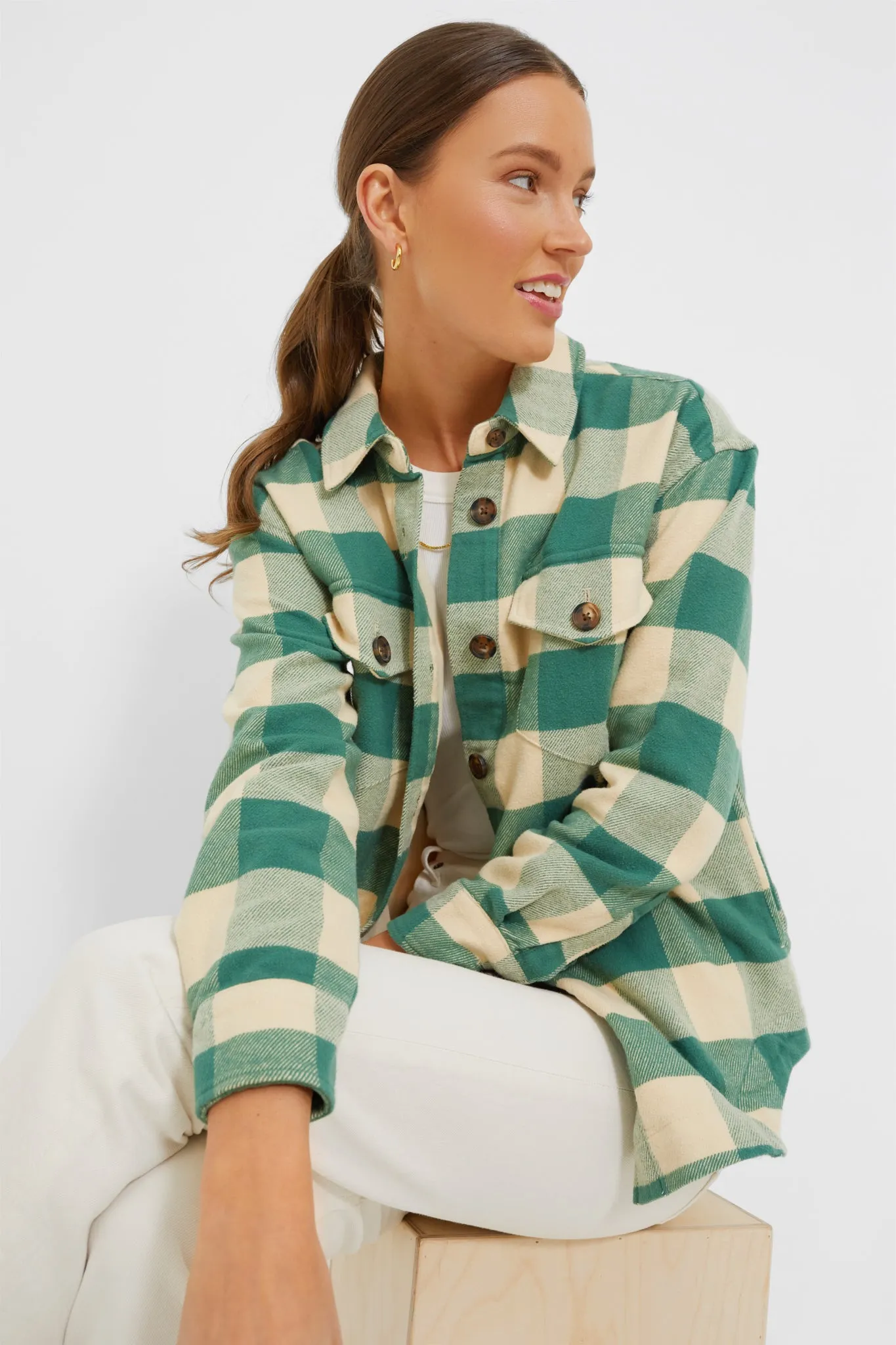 Green and Cream Buffalo Check Updated Bailey Shacket