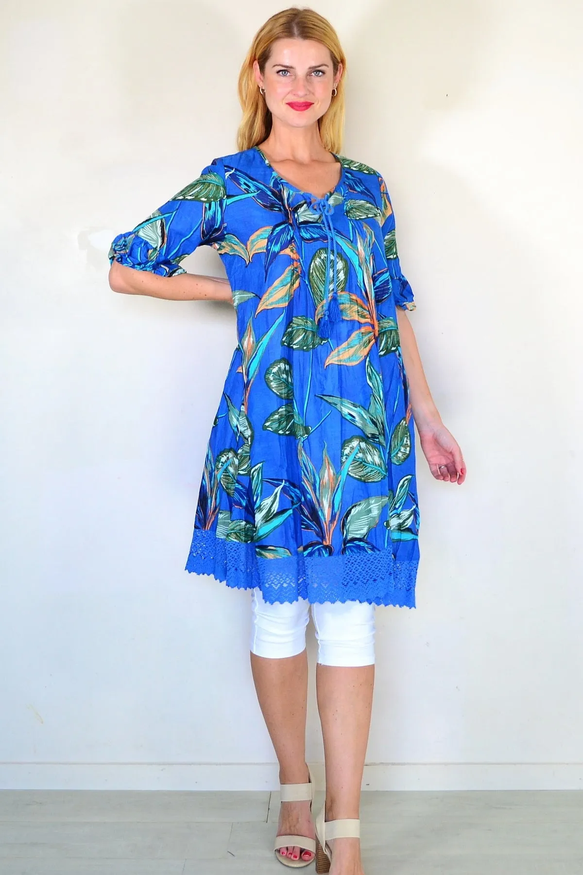 Hannah Boho Blue Tunic Dress