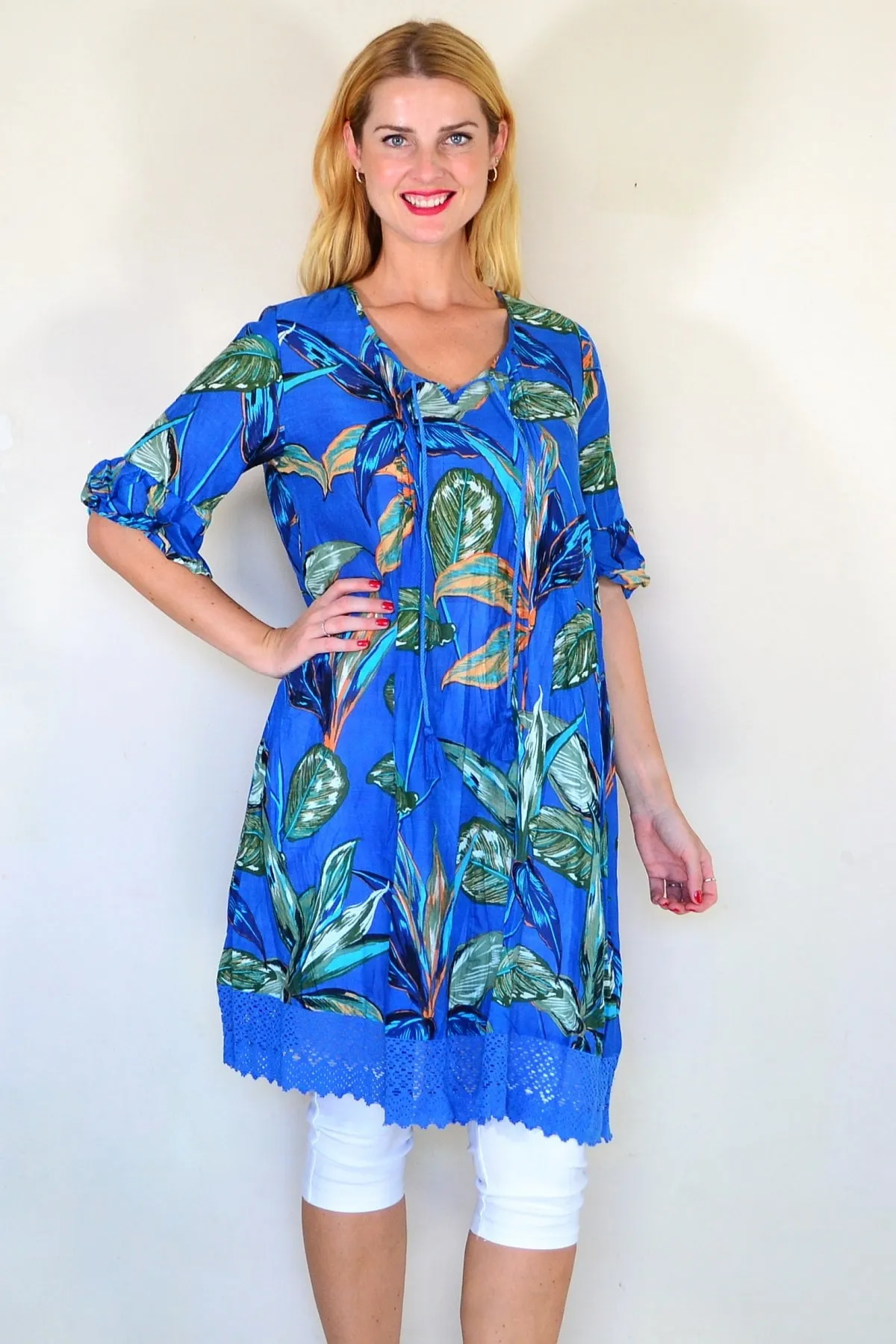 Hannah Boho Blue Tunic Dress