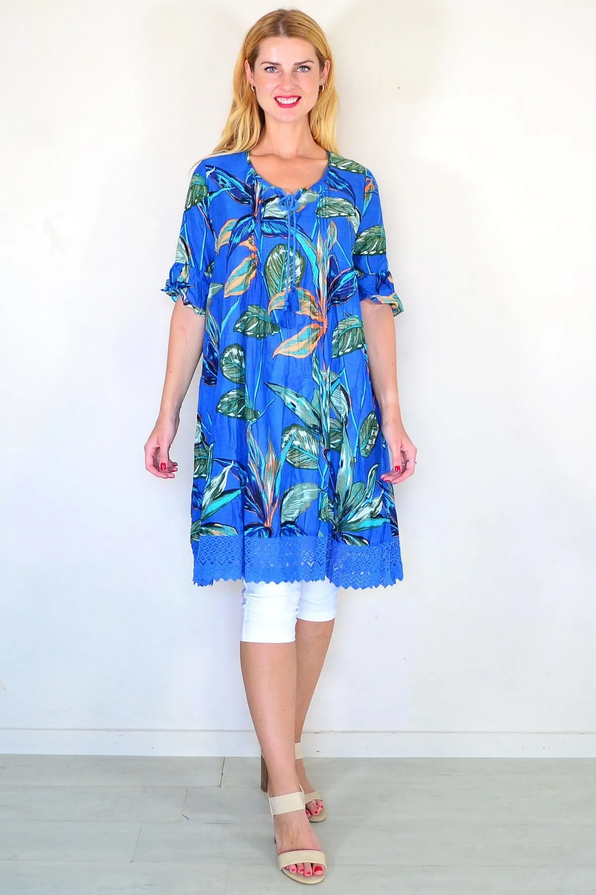 Hannah Boho Blue Tunic Dress