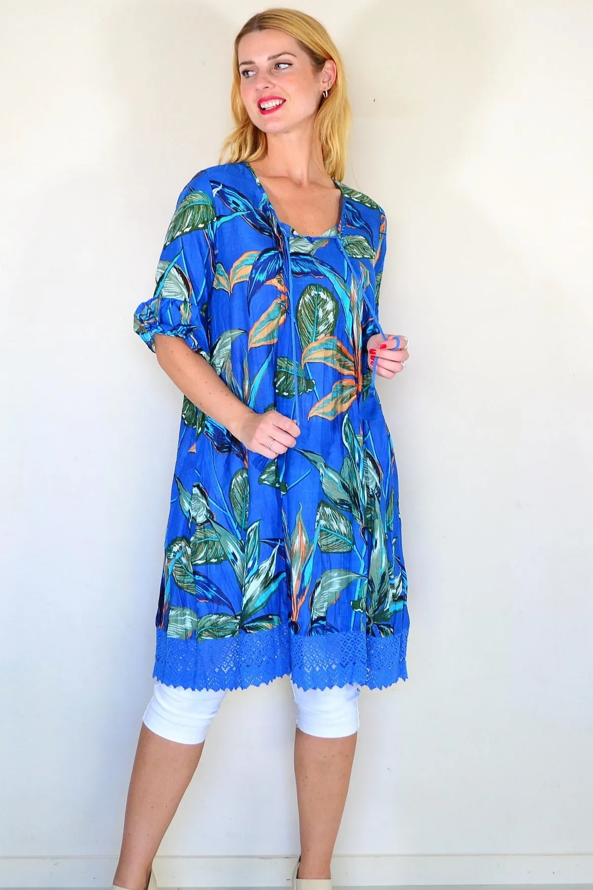 Hannah Boho Blue Tunic Dress