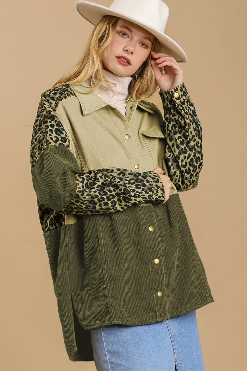 High-Low Leopard Snap Down Shacket