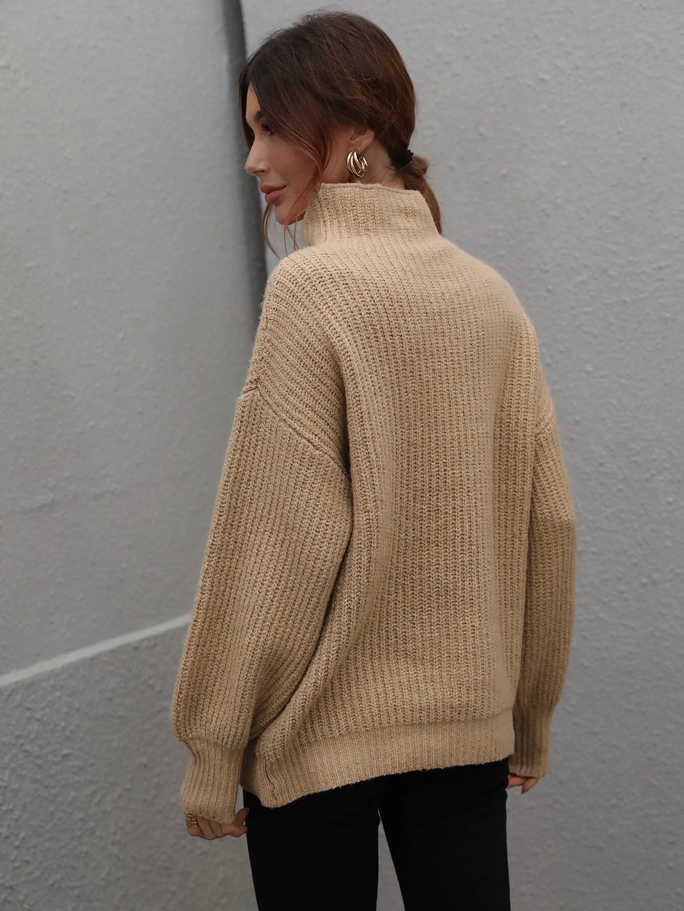 In The Thick Of It Rib-Knit Pullover Sweater in Tan, Black, White, Cream, Gray, or Green