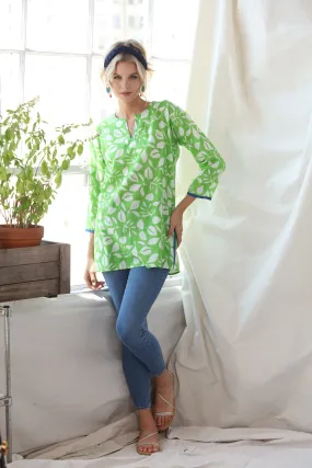 Island Green Twiggy w/ Royal Blue Trim Tunic