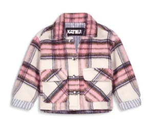 Ivory & Pink Plaid Jackie Shacket