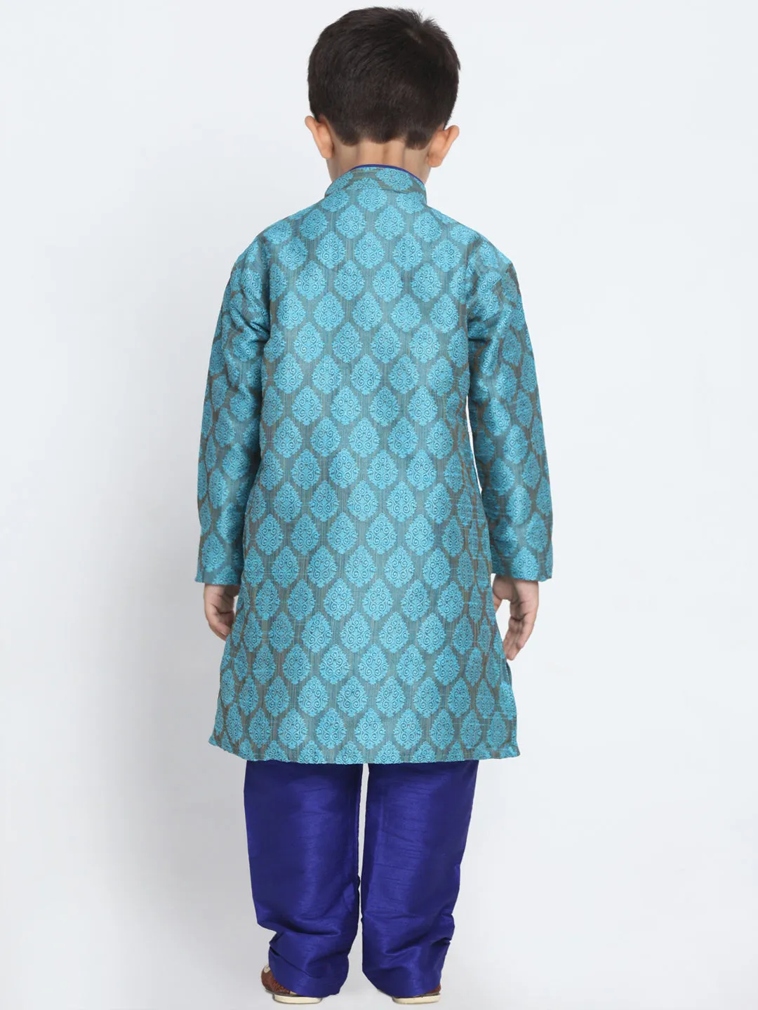 Jashvi Silk Blend Blue Color Baap Beta Kurta Pyjama set