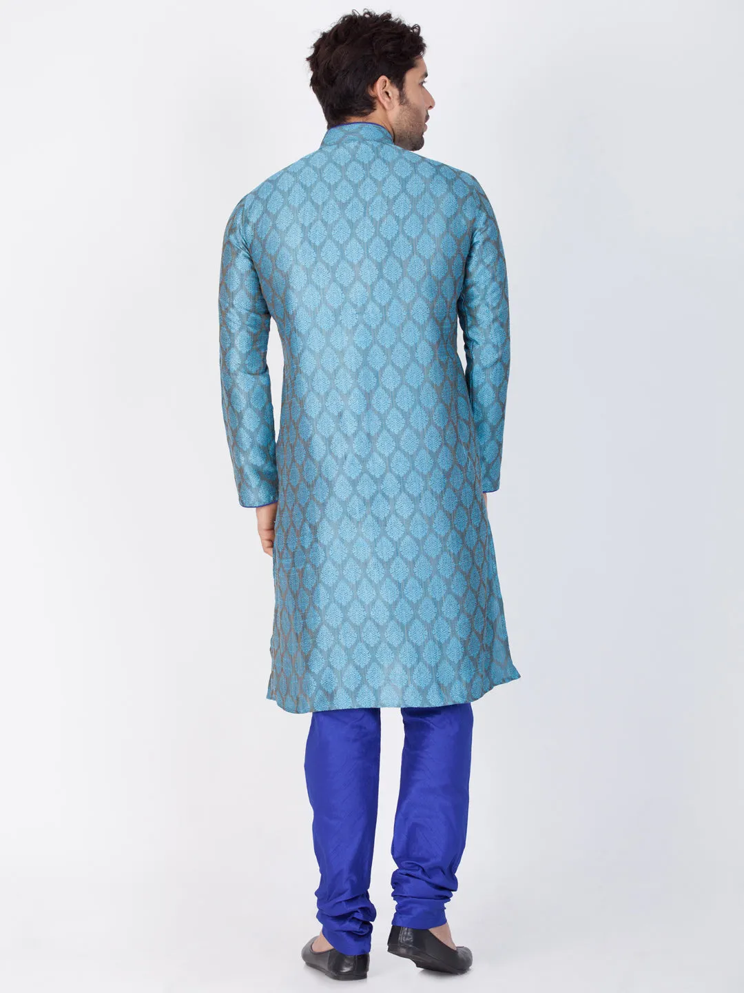 Jashvi Silk Blend Blue Color Baap Beta Kurta Pyjama set