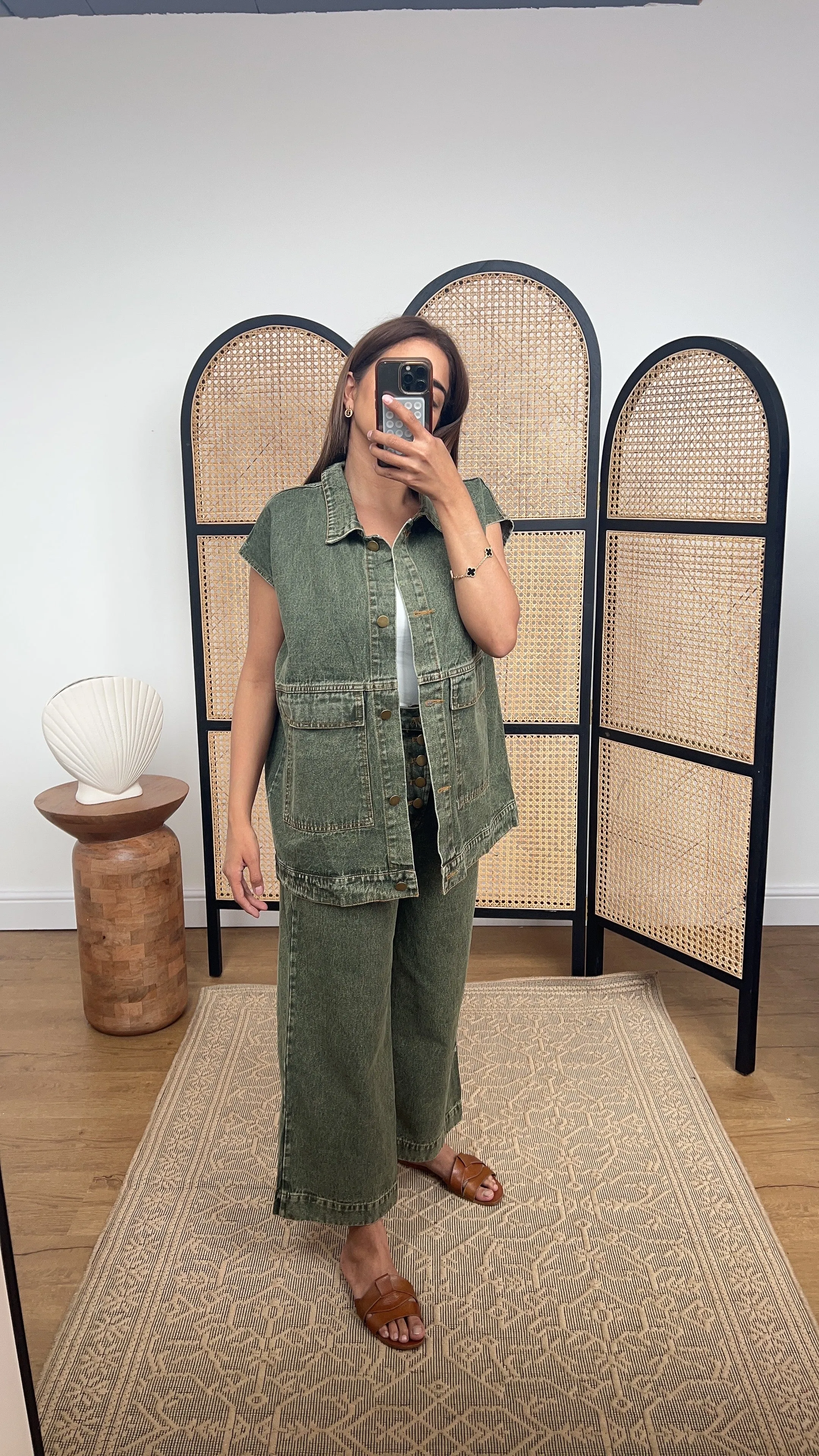 Jayna denim coord in green