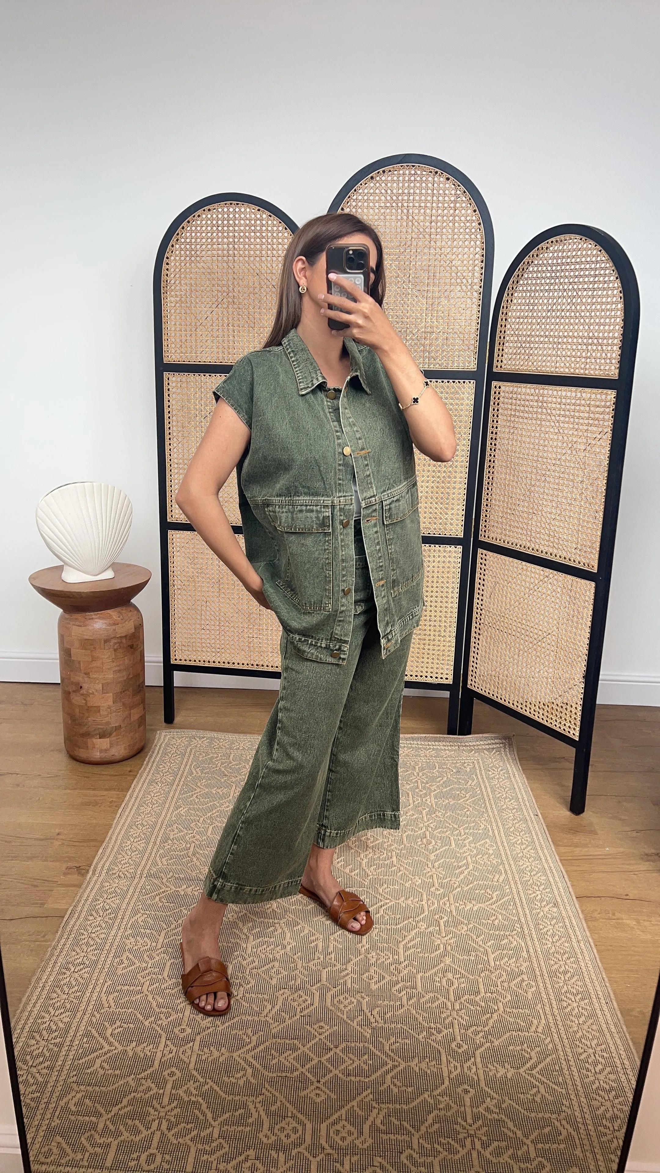 Jayna denim coord in green