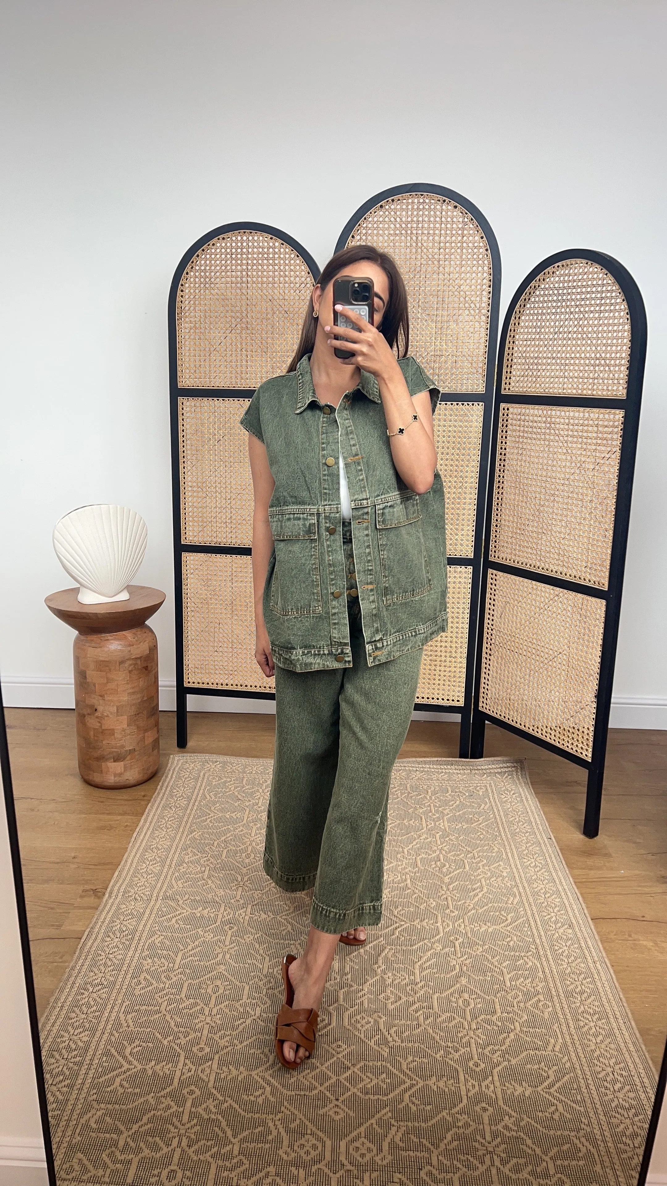 Jayna denim coord in green