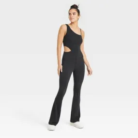 JoyLab Women's Full Length Sleeveless Flare Bodysuit Cutout Jumpsuit