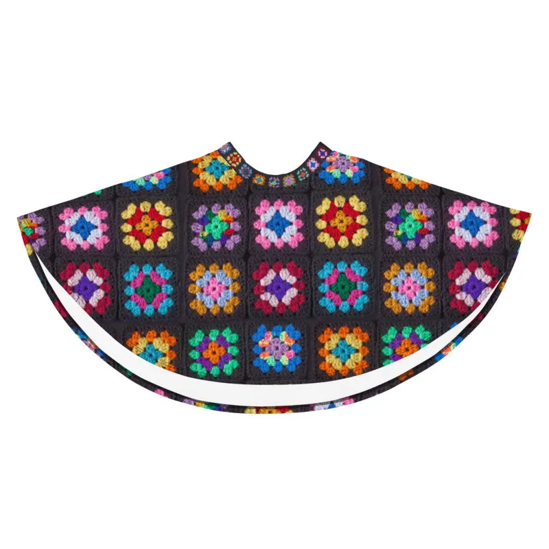 'Kaleidoscope' Classic Granny Square Crochet Print Skater Skirt