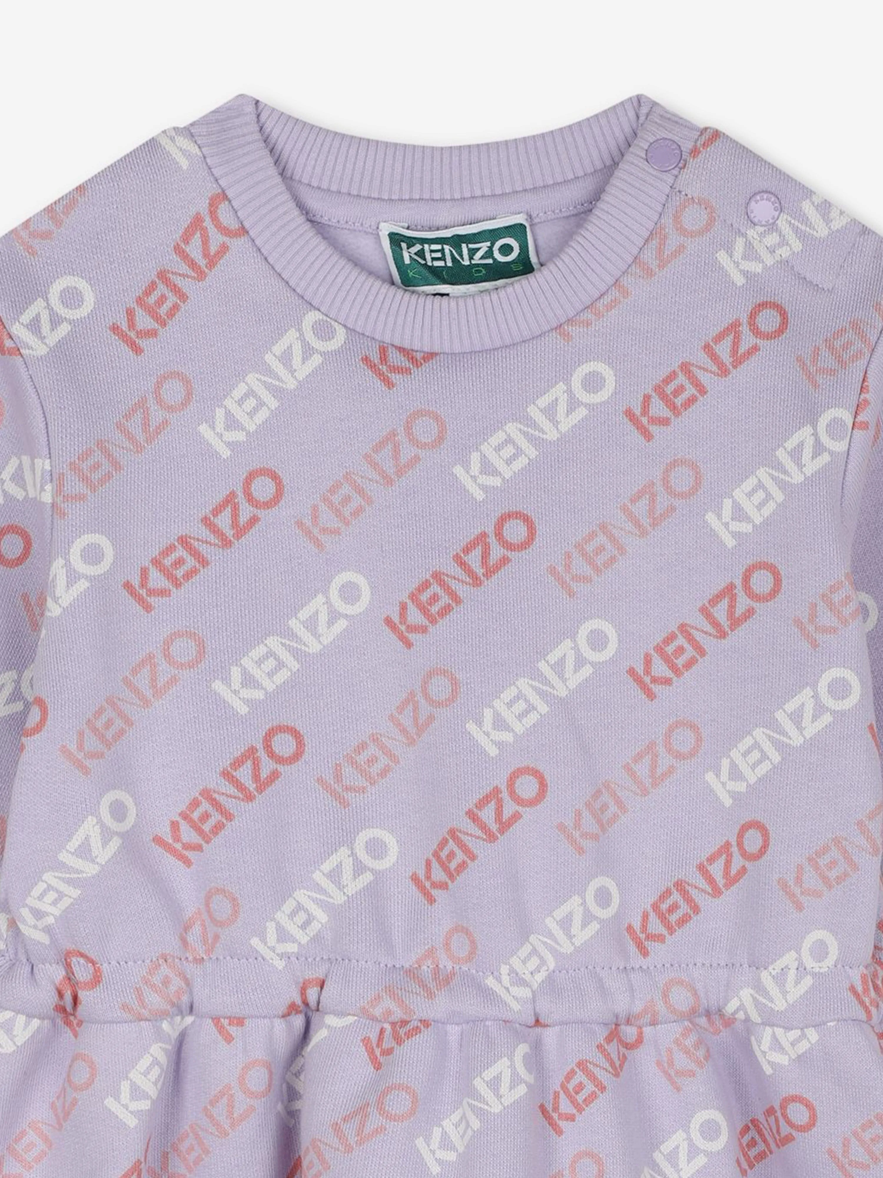 KENZO Baby Girls Logo Sweater Dress in Purple