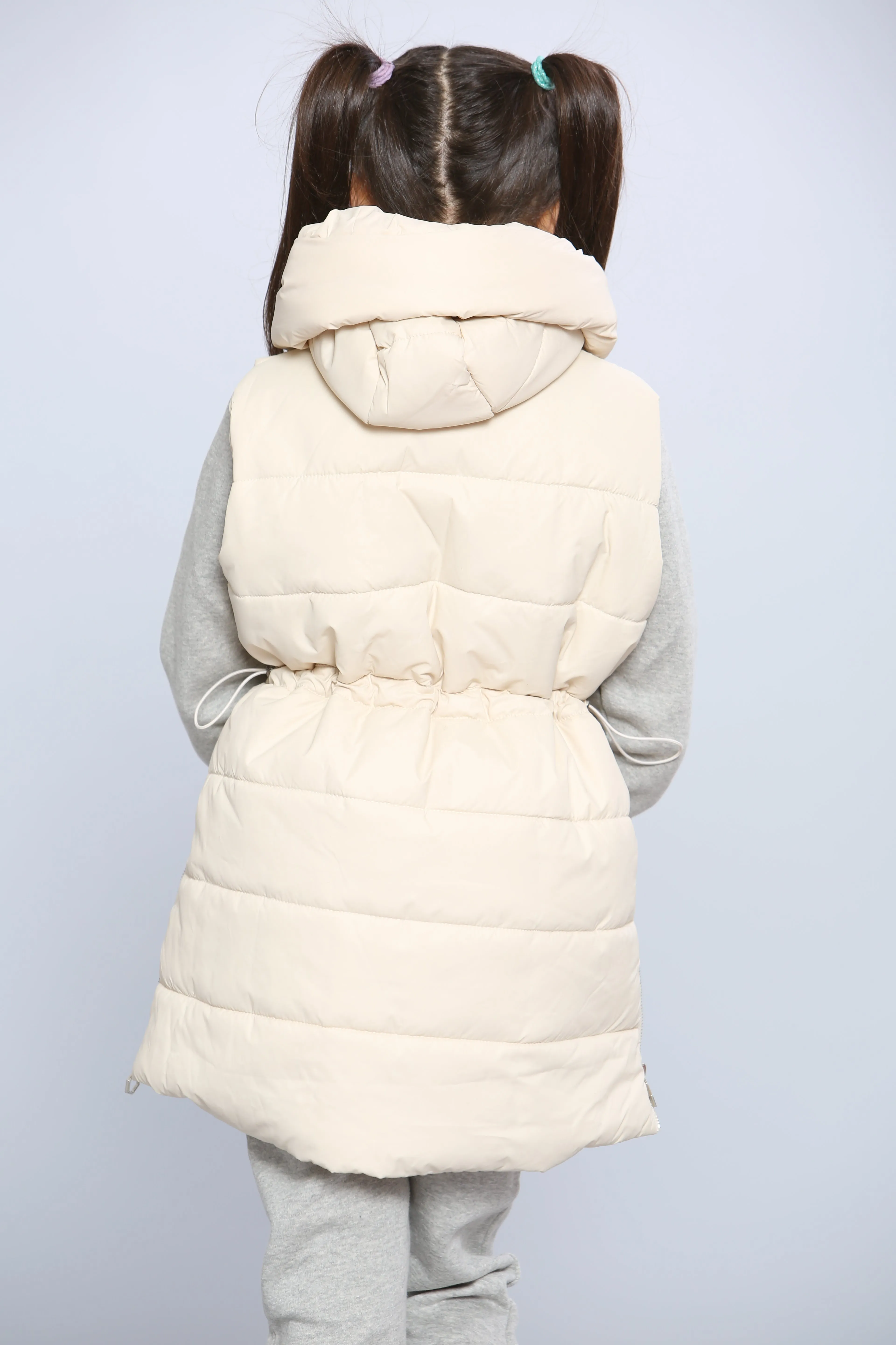 Kids Longline Pocket Gilet - Cream