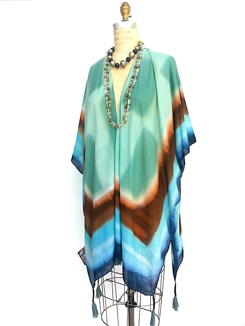 Kimono Caftan Hand Painted Cotton