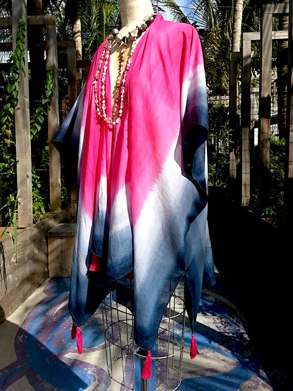 Kimono Caftan Hand Painted Cotton