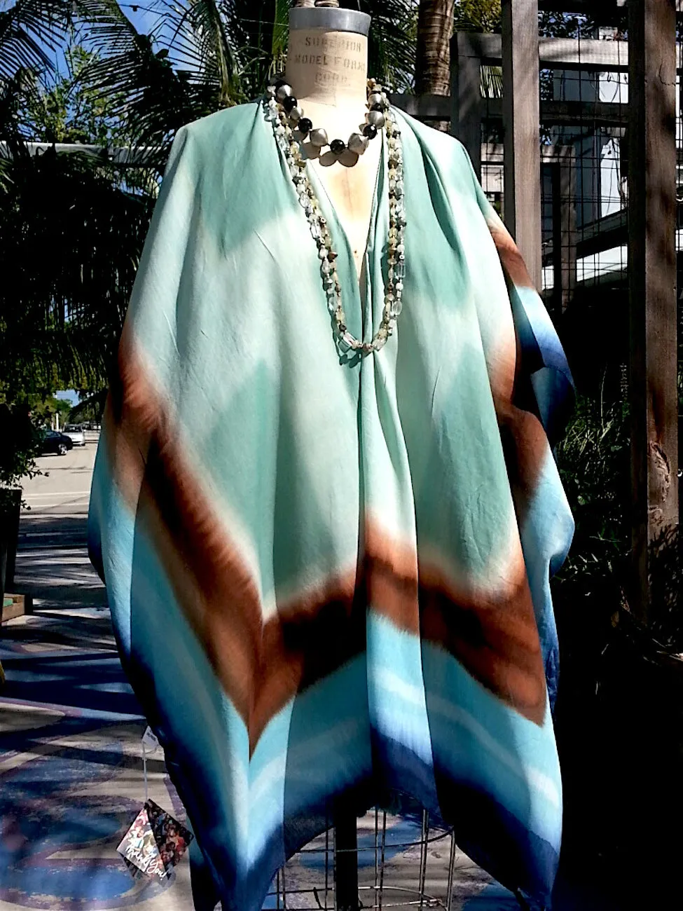 Kimono Caftan Hand Painted Cotton