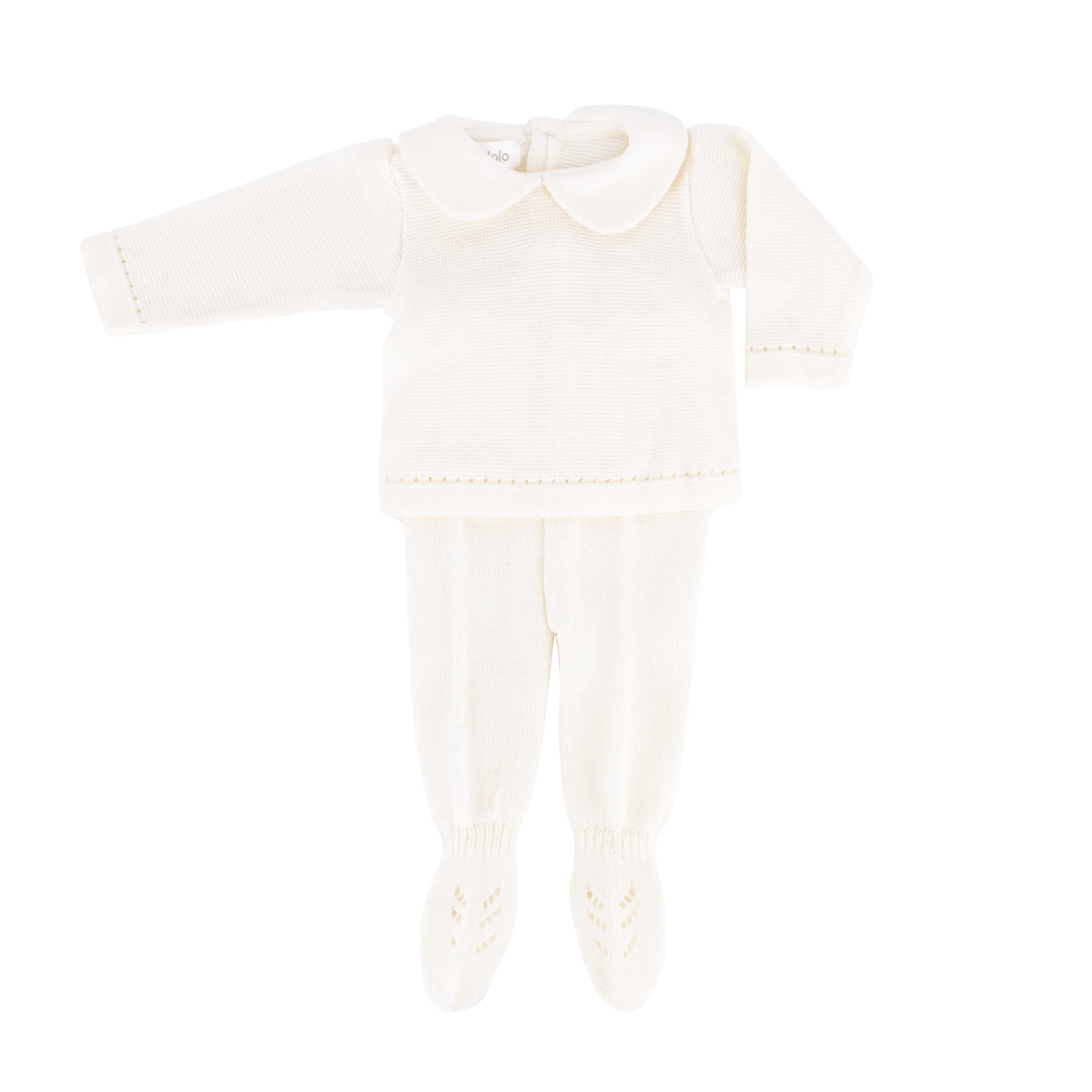 Knit Baby Sweater & Stockings Set - Ivory