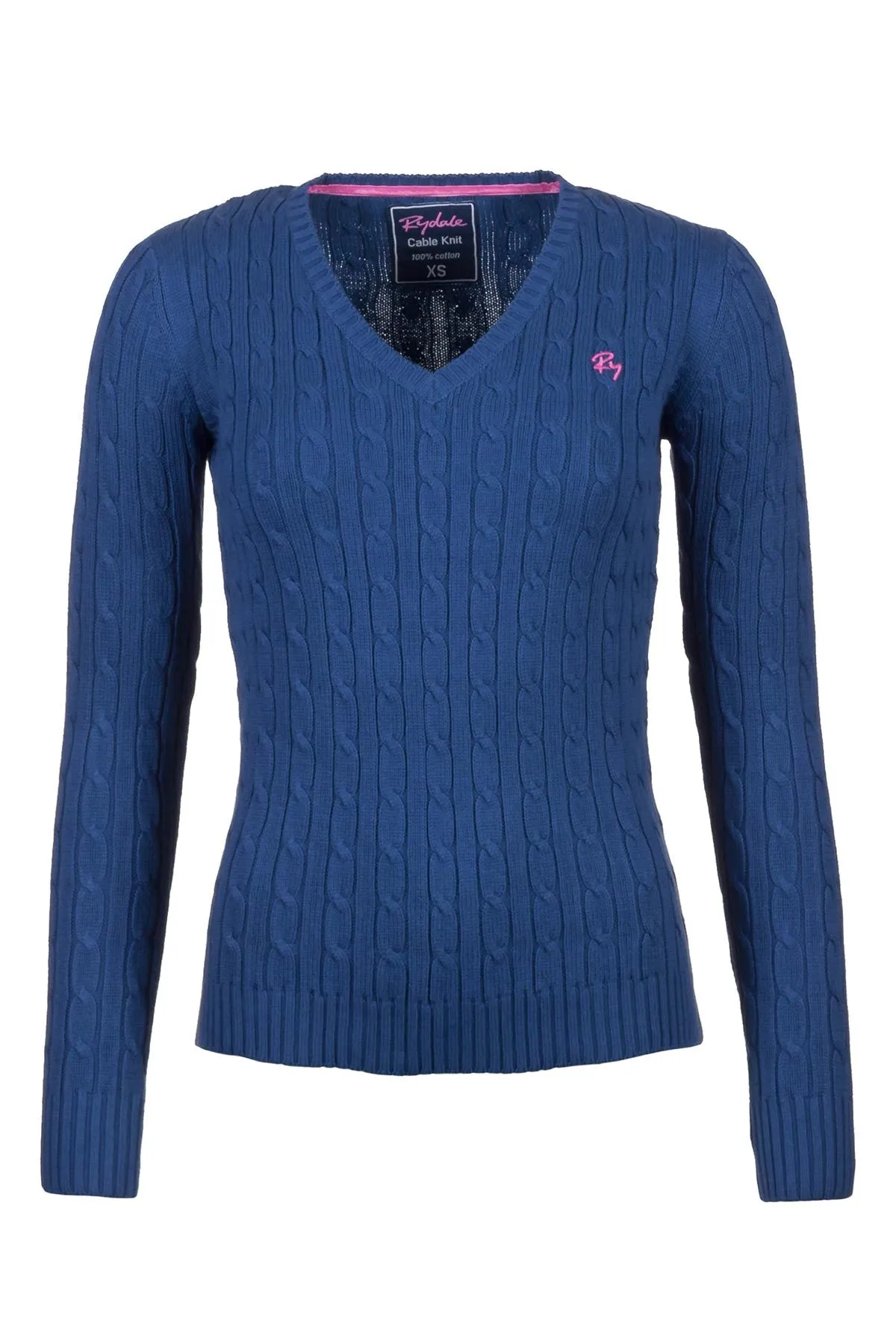 Ladies Cable Knit V Neck Jumper