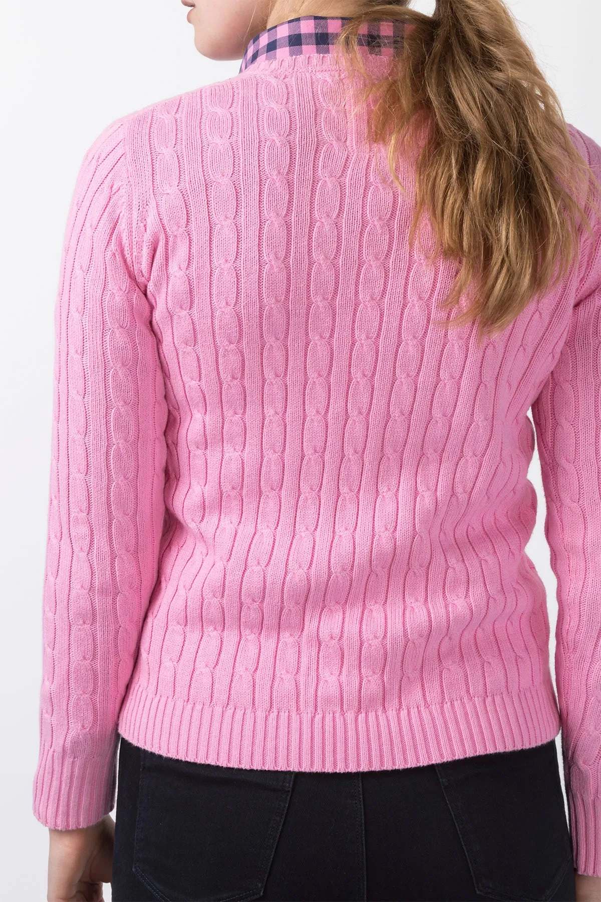 Ladies Cable Knit V Neck Jumper