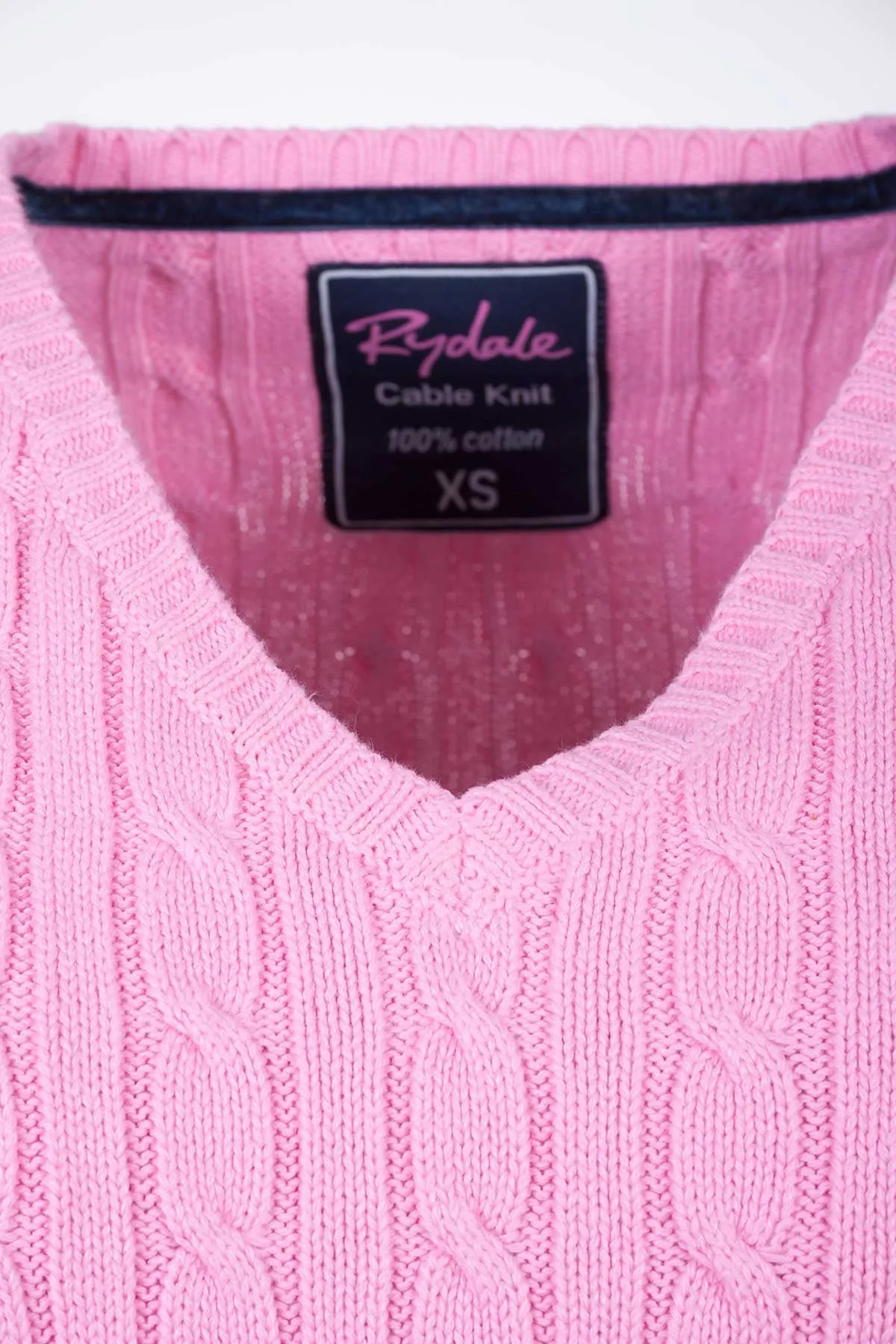 Ladies Cable Knit V Neck Jumper