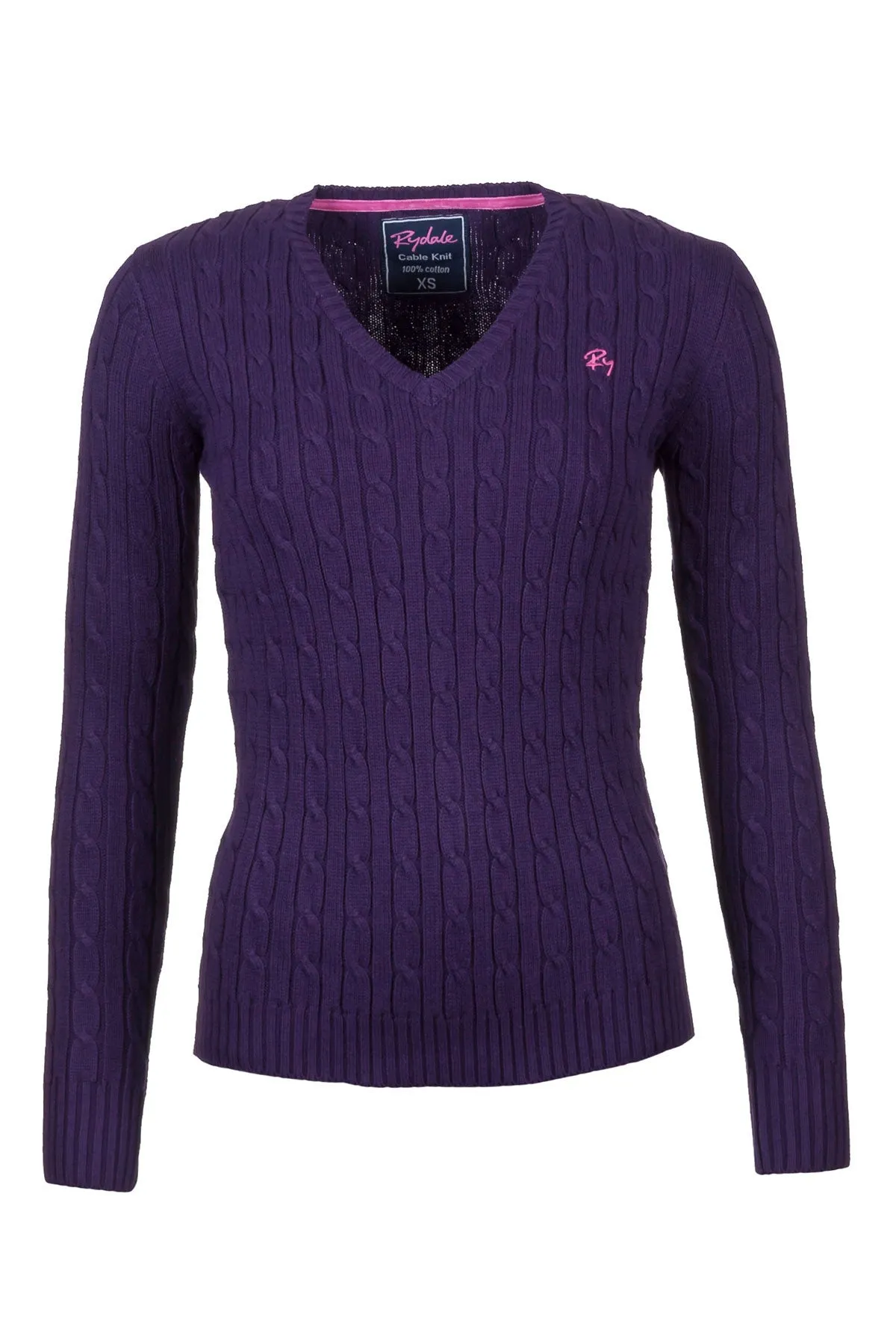 Ladies Cable Knit V Neck Jumper