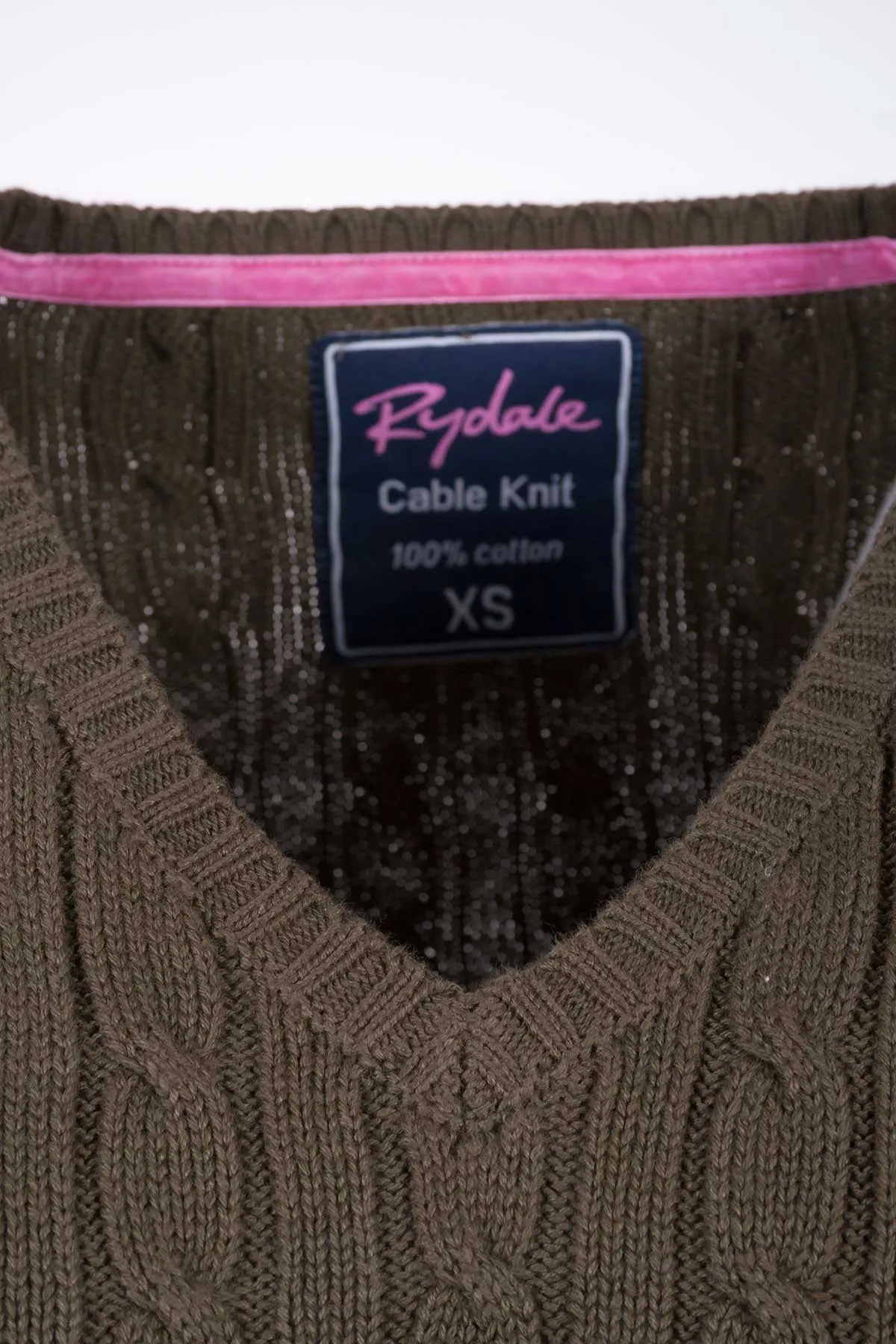 Ladies Cable Knit V Neck Jumper