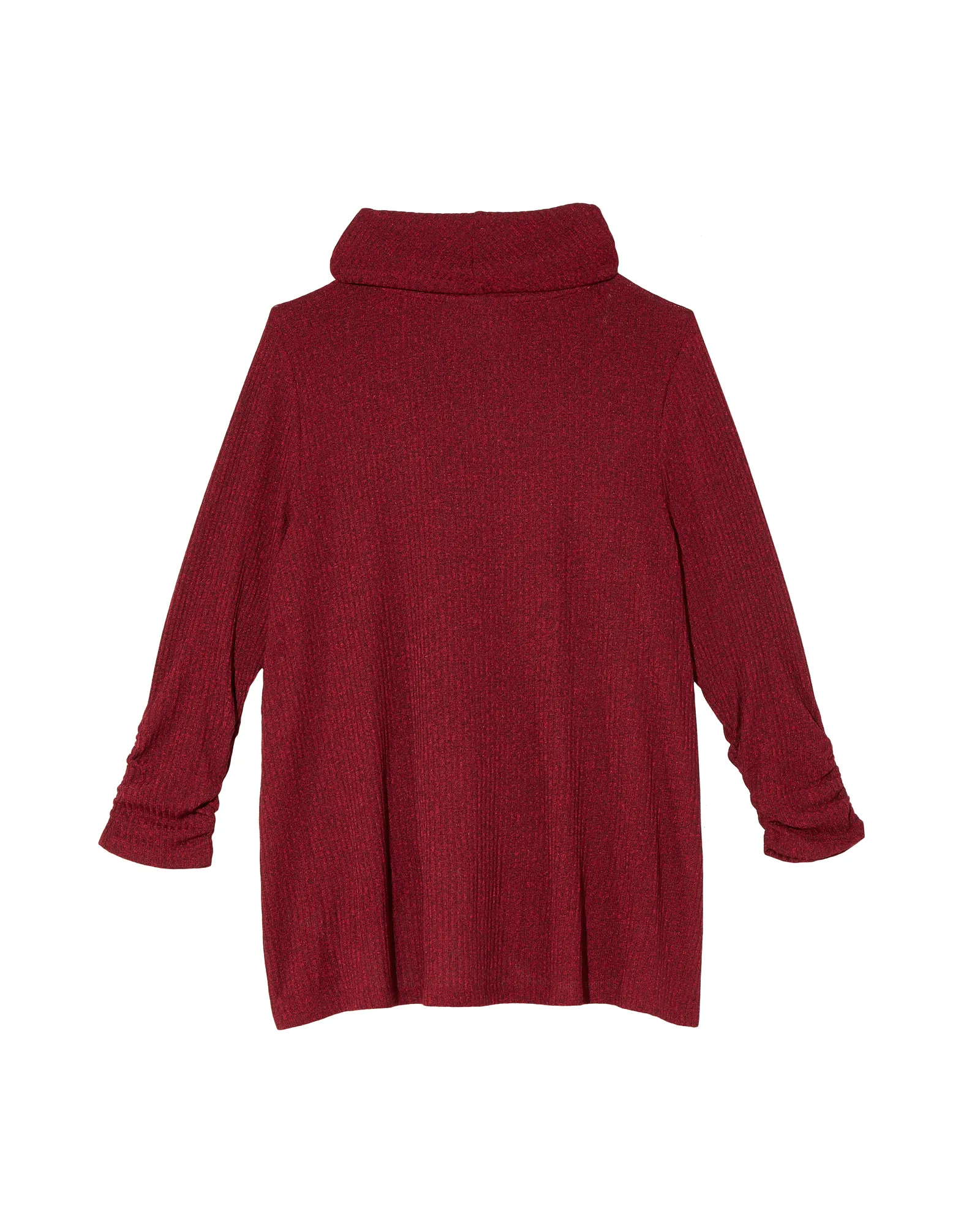 Laura Cowl Neck Tunic with Ruched Sleeve | Red