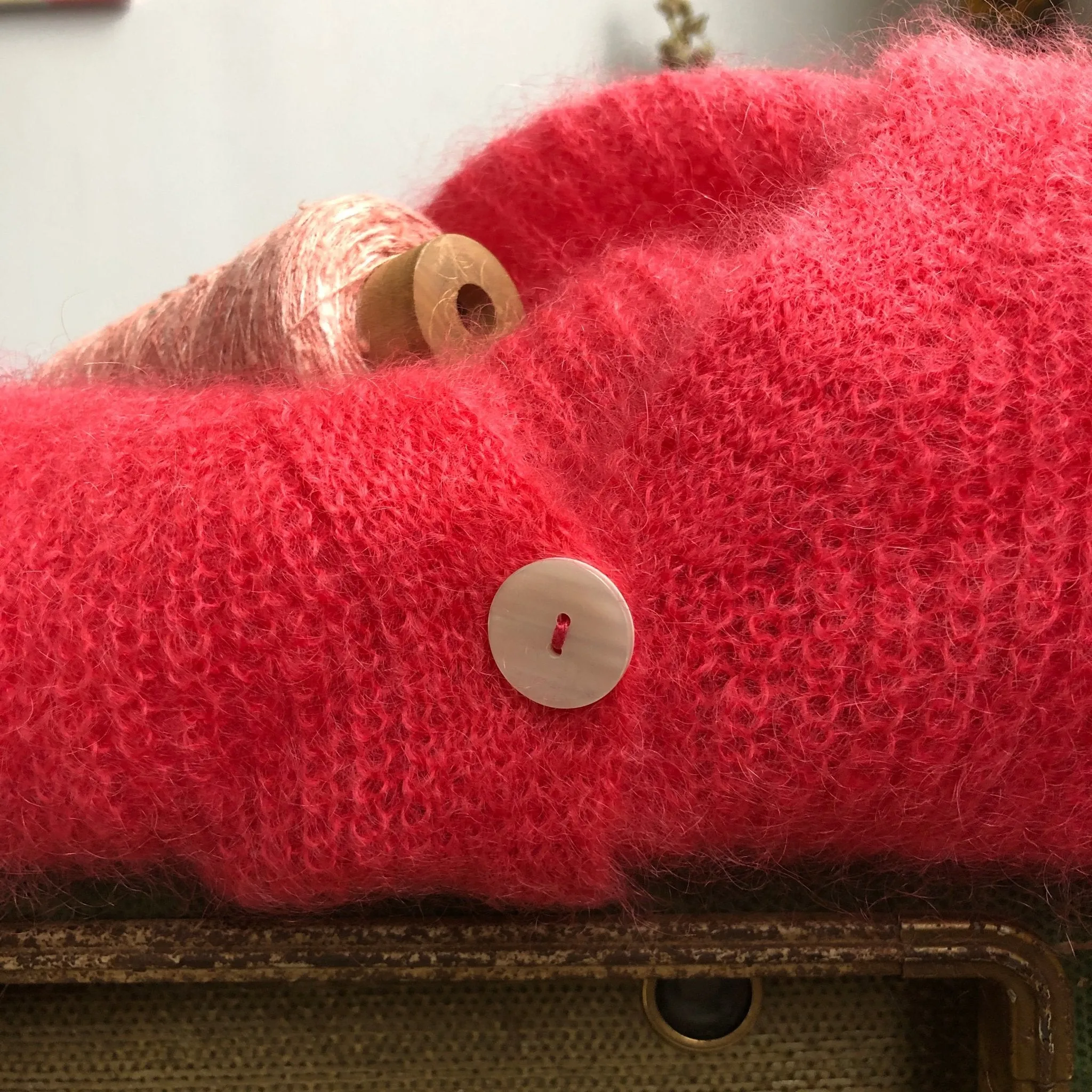 Le gilet Philippine mohair et laine - rose gourmand