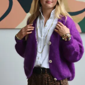 Le gilet Philippine mohair et laine - violet