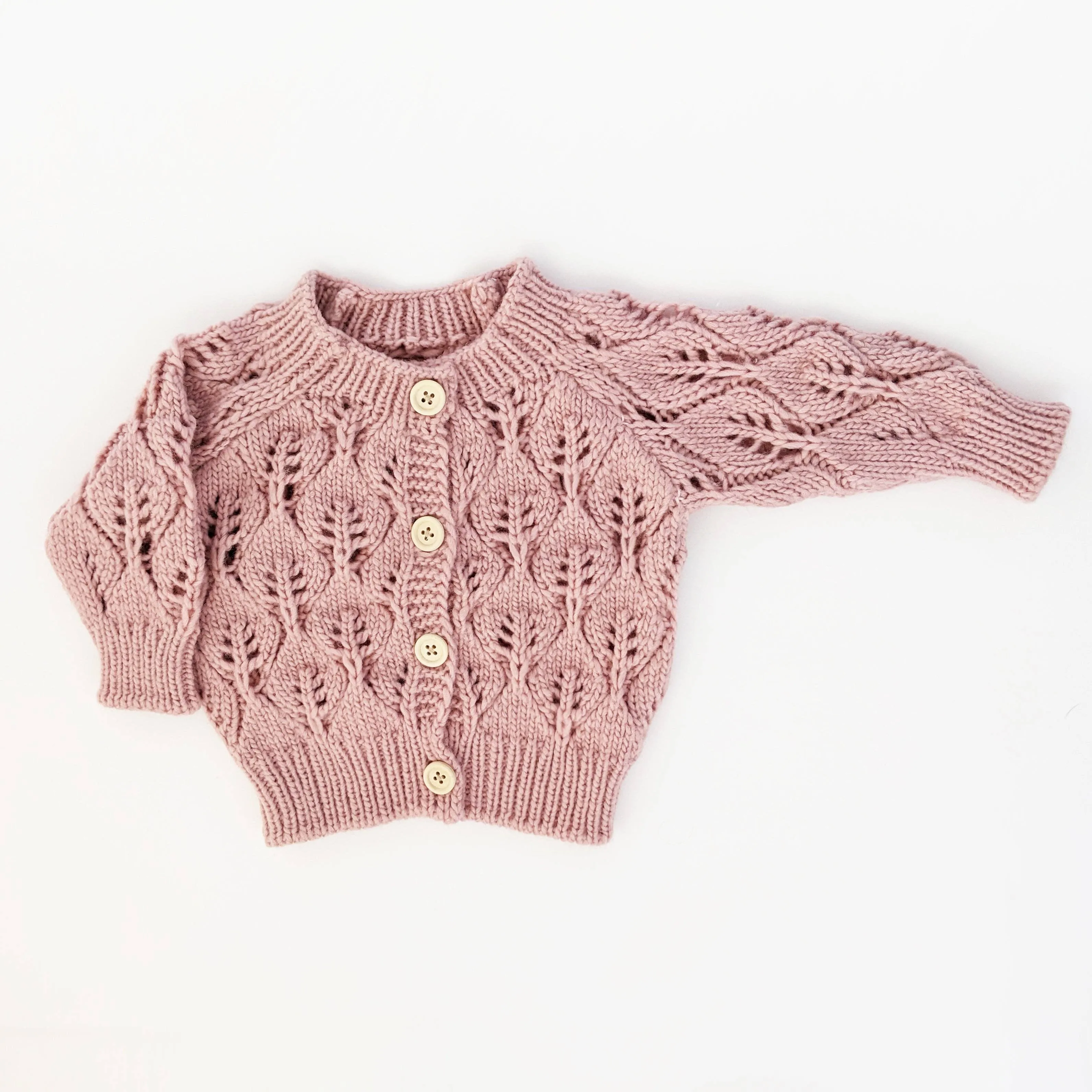 Leaf Lace Cardigan Sweater Rosy 0-3 months