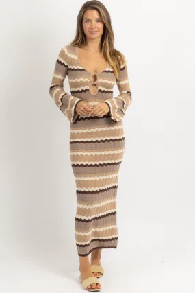 LEO COFFEE KNIT MAXI DRESS