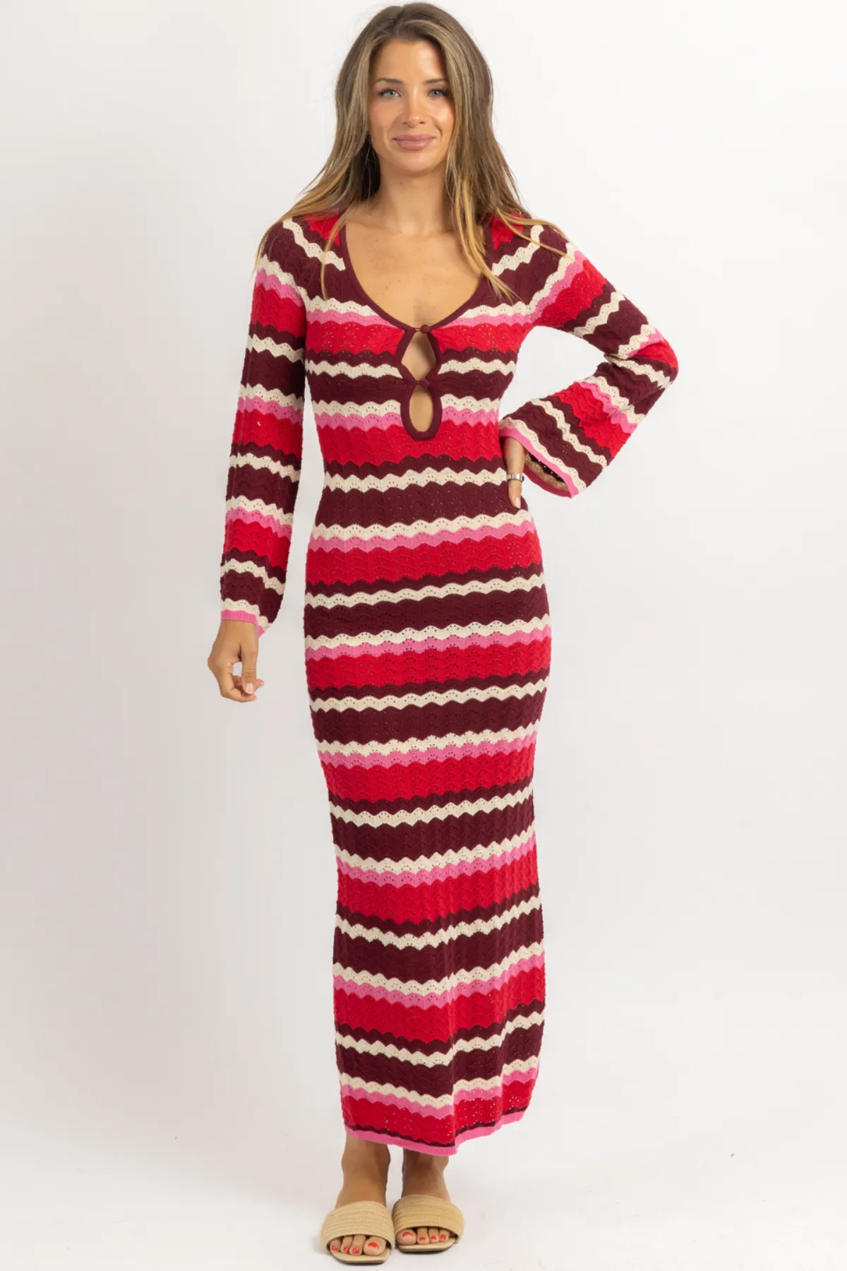 LEO PINK KNIT MAXI DRESS