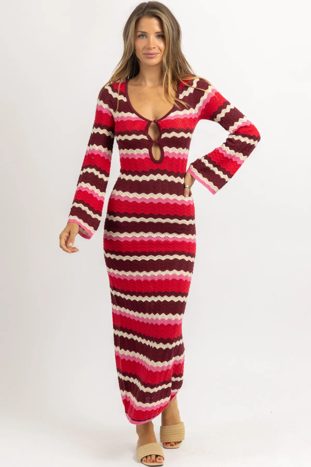 LEO PINK KNIT MAXI DRESS