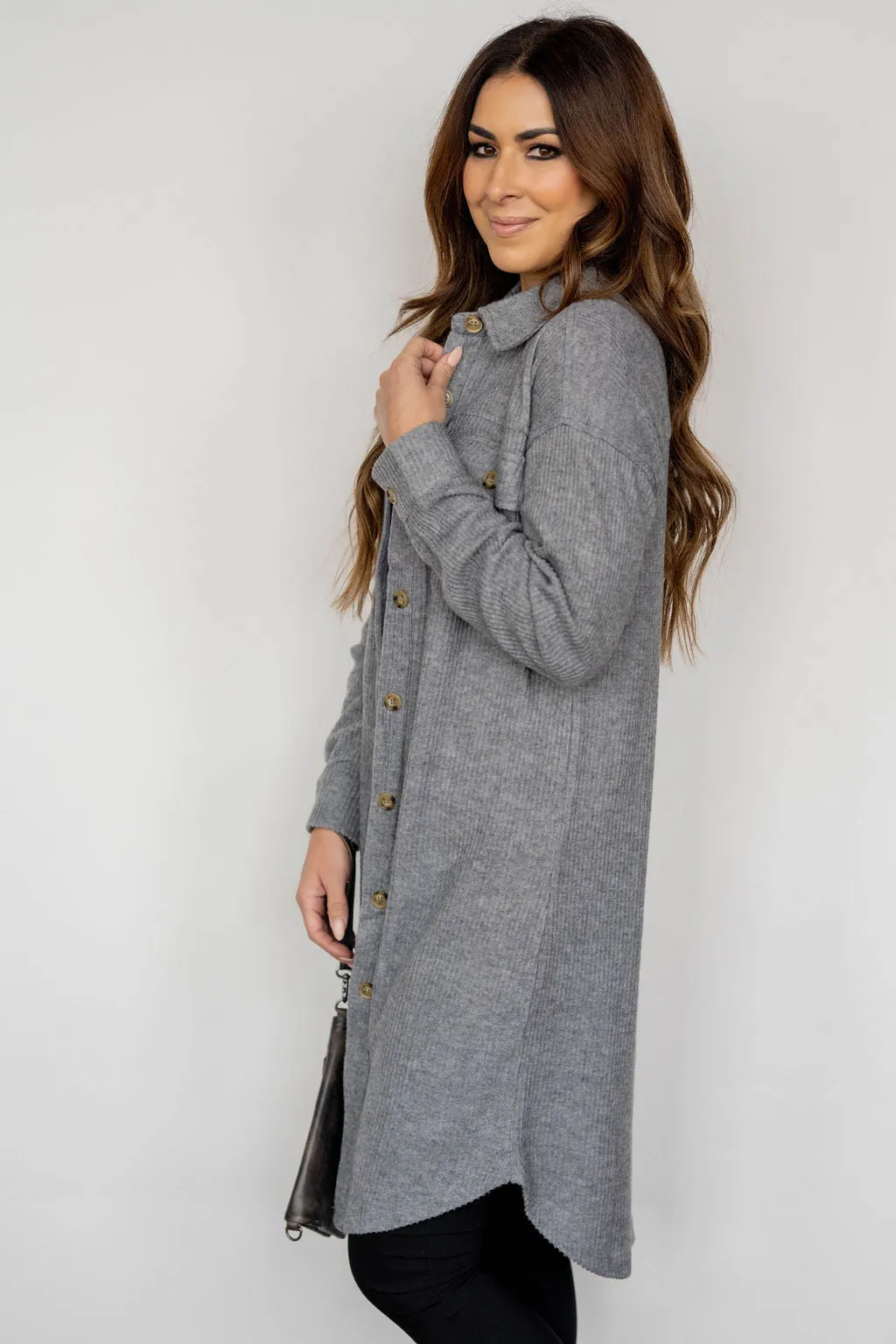 Lightly Ribbed Tunic Shacket