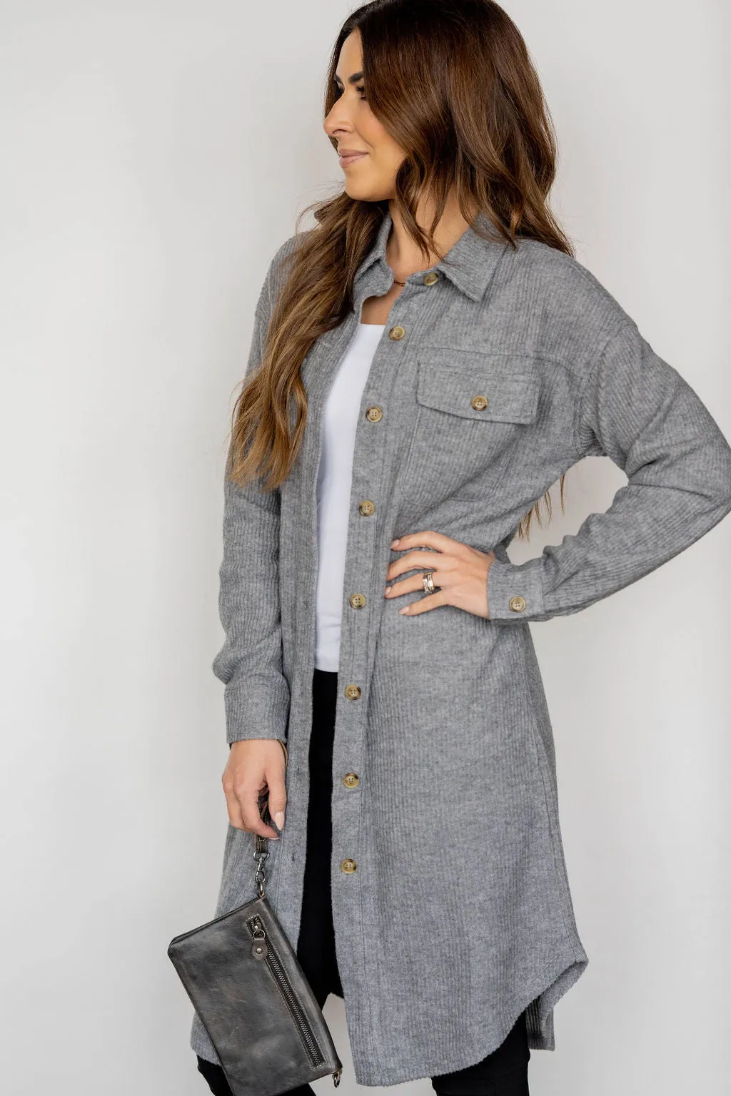 Lightly Ribbed Tunic Shacket