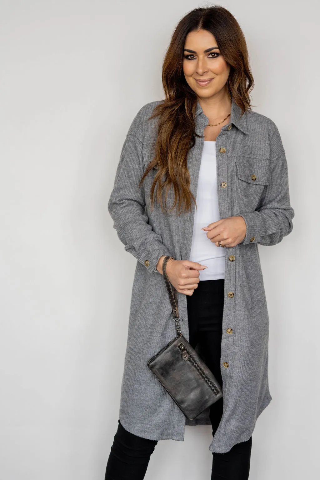 Lightly Ribbed Tunic Shacket