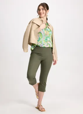 Linen-Blend Shacket & Slit Pull On Capris