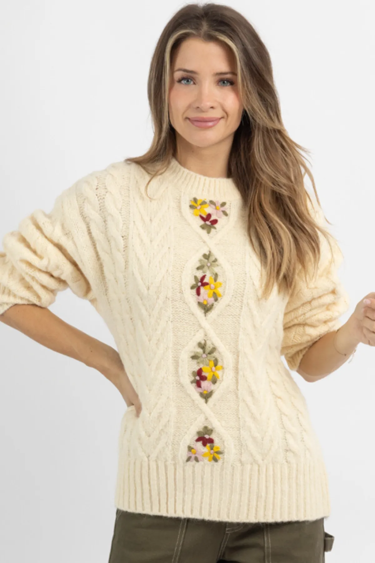 LORELAI FLORAL EMBROIDERED SWEATER