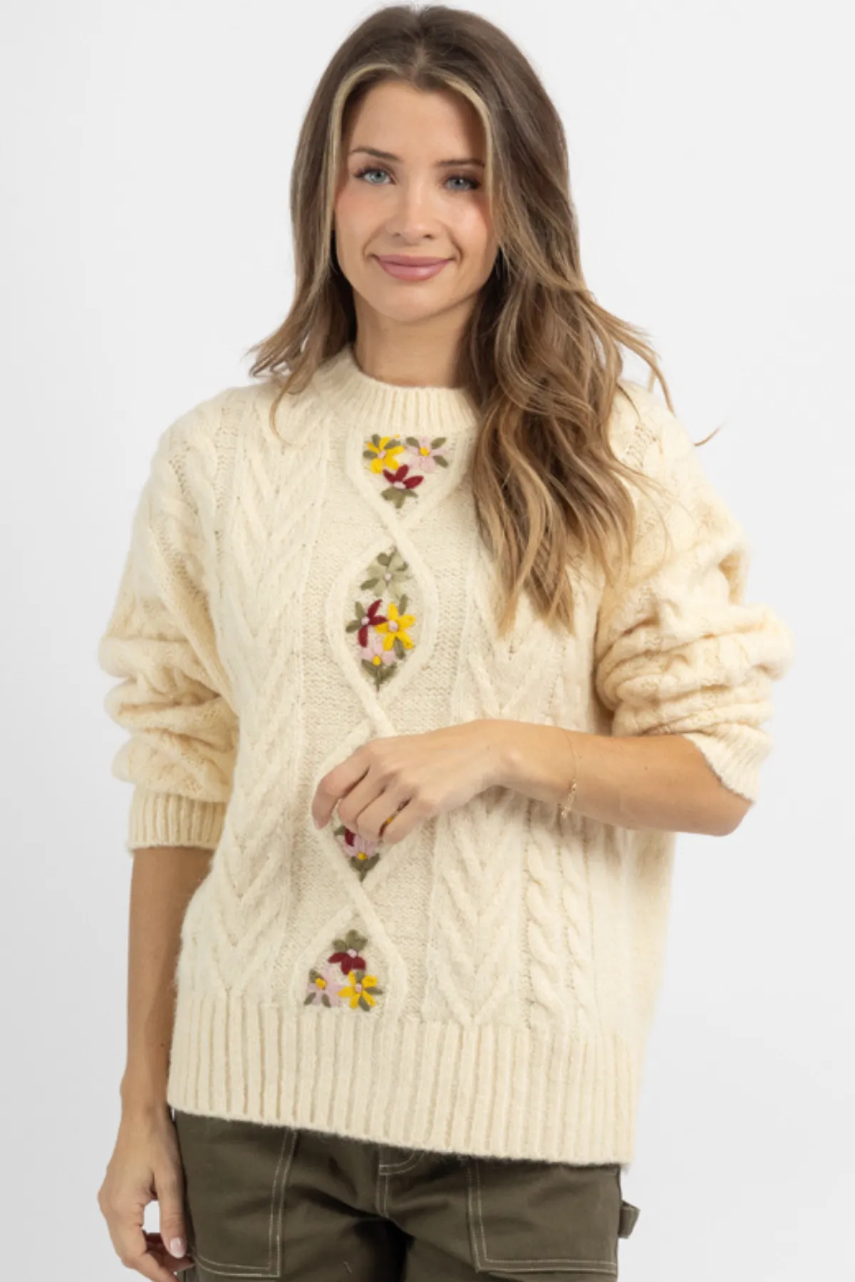 LORELAI FLORAL EMBROIDERED SWEATER