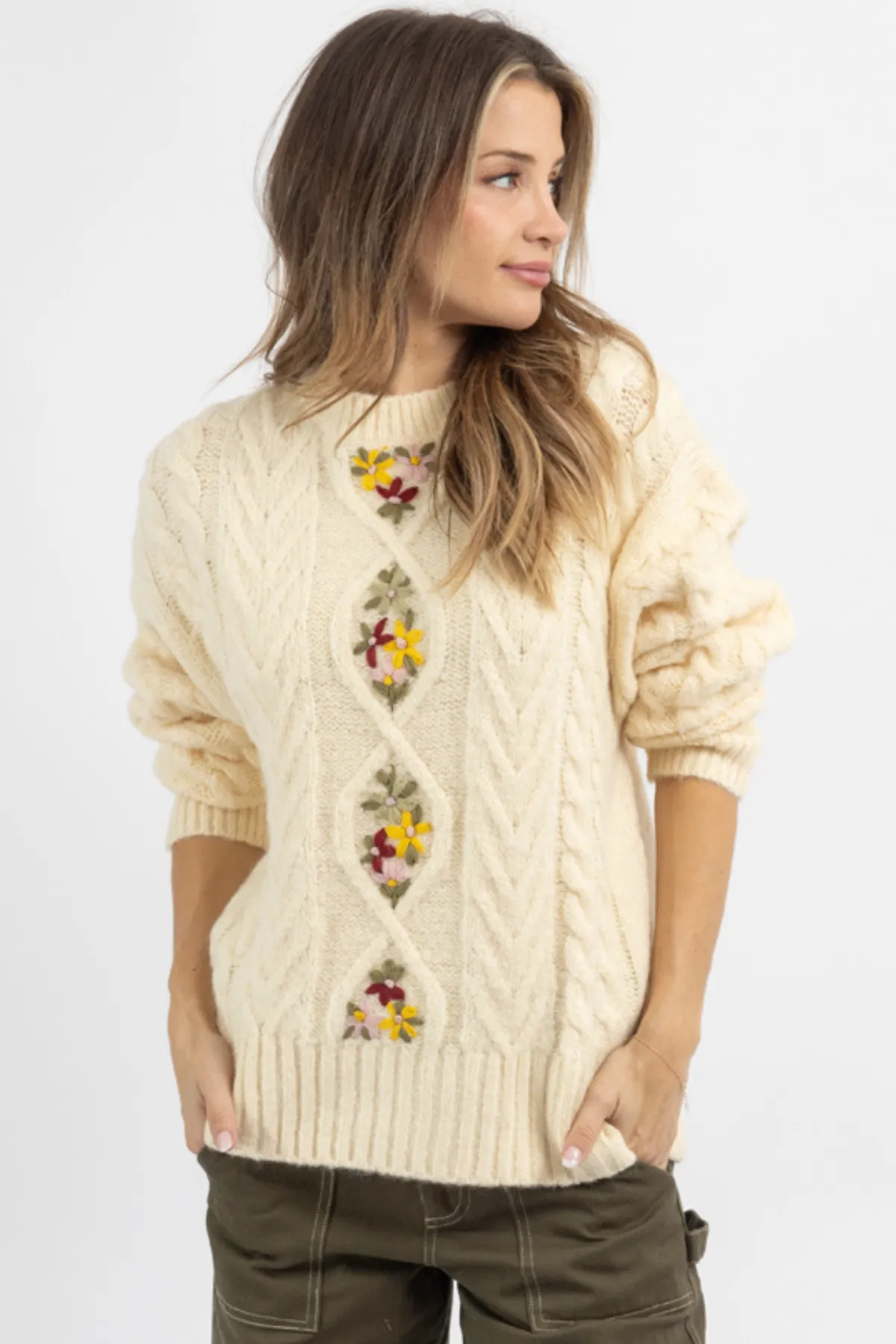 LORELAI FLORAL EMBROIDERED SWEATER