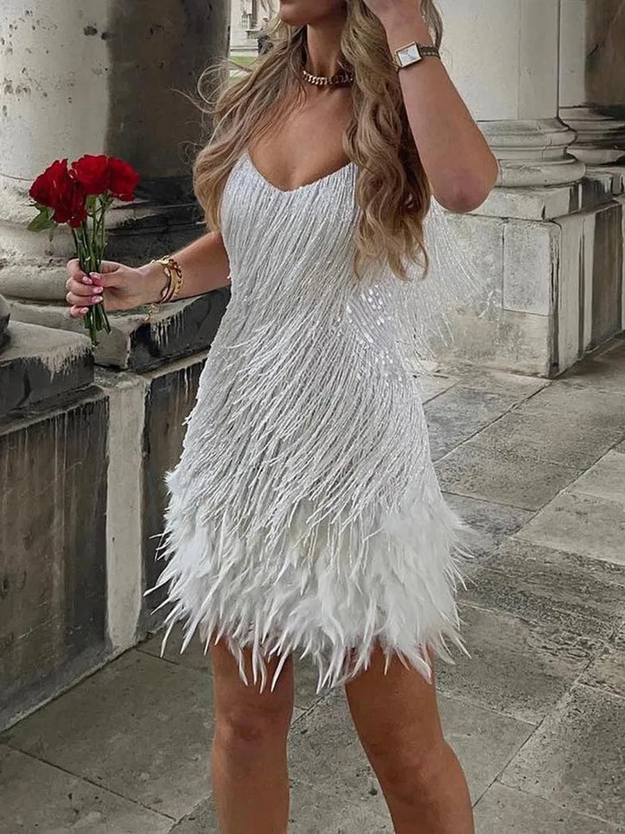 Luxury Sequined Tassels Evening Dress