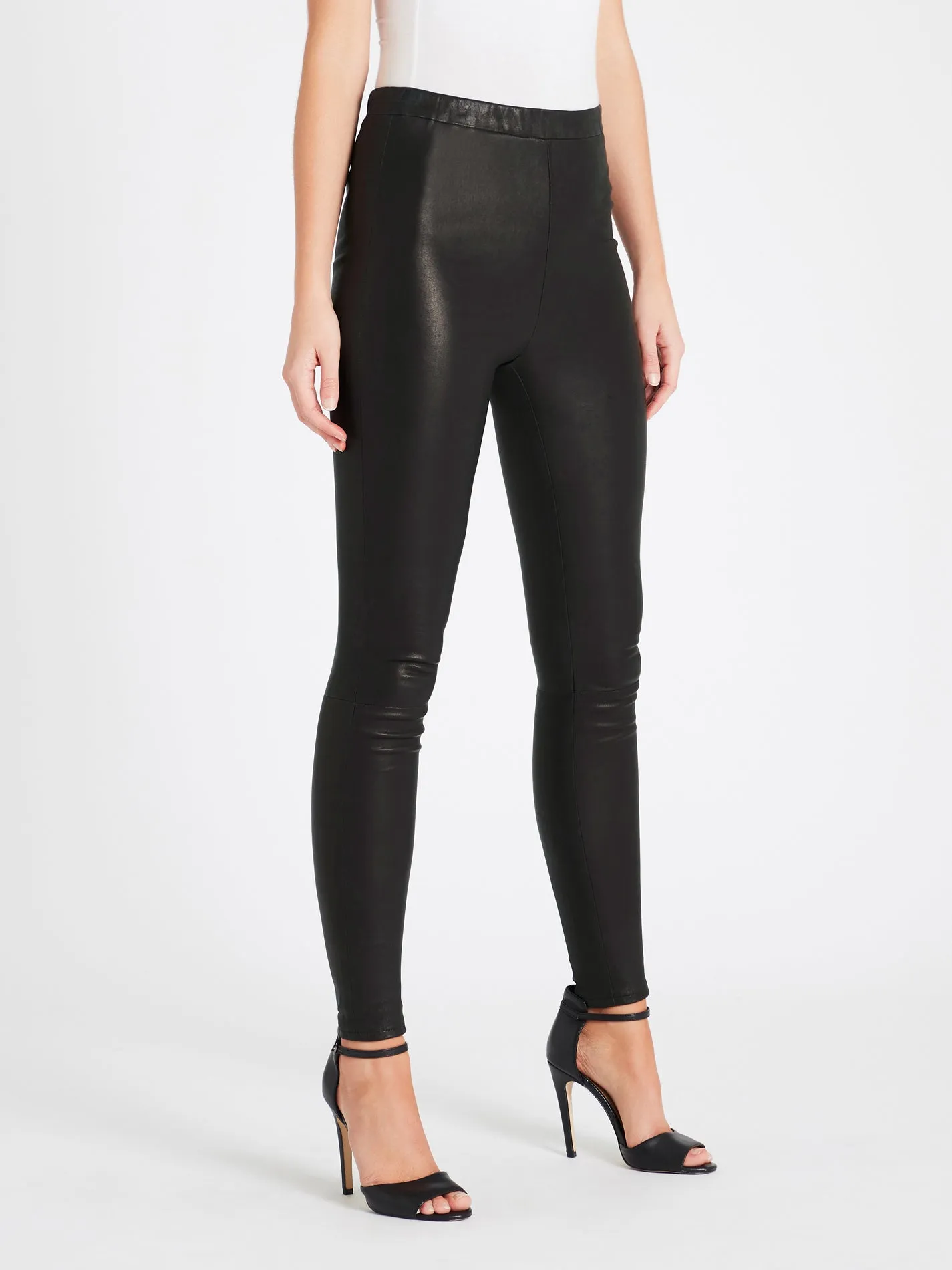 Macey High Rise Pull On Leather Leggings