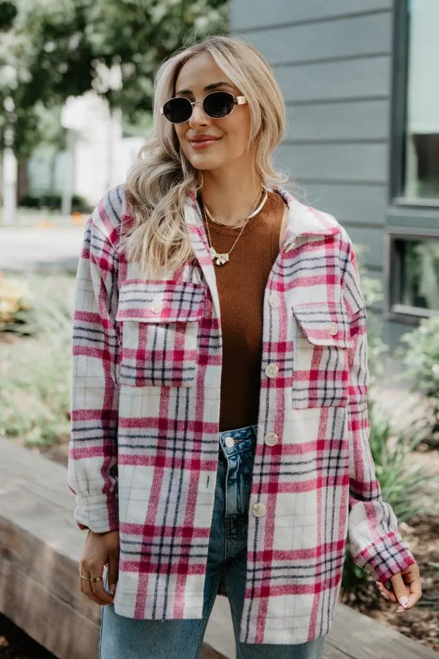 Magenta/Purple Wholesale Plaid Shacket