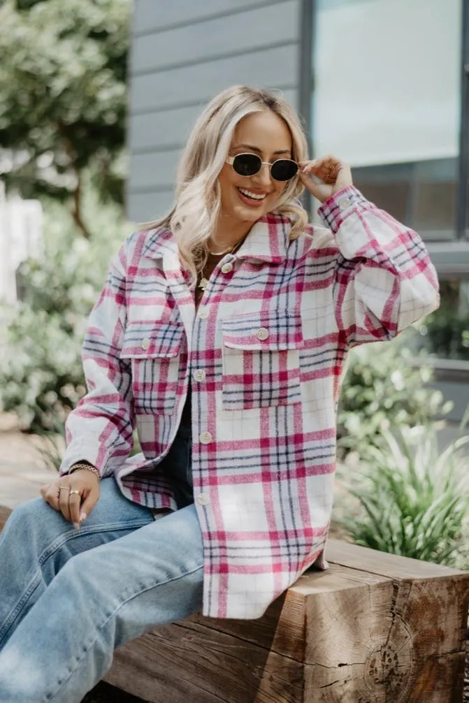 Magenta/Purple Wholesale Plaid Shacket