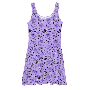 Magical Kawaii Spooky Bats Purple Skater Dress